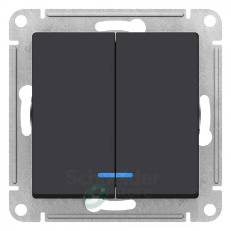 ATN001053 - ATLASDESIGN 2-клавишный ВЫКЛЮЧАТЕЛЬ с подсветкой, сх.5а, 10АХ, механизм, КАРБОН