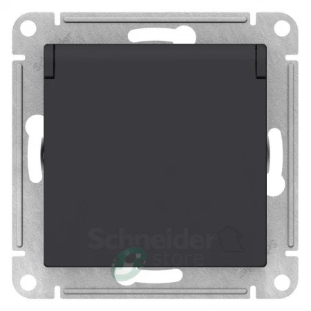 ATN001046 - ATLASDESIGN РОЗЕТКА с заземл. со шторками с крышкой, 16А, IP20, механизм, КАРБОН