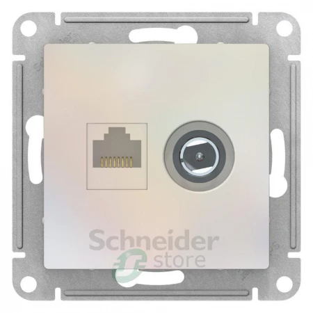 ATN000489 - ATLASDESIGN РОЗЕТКА двойная ТВ + компьютерная RJ45, кат. 5Е, ЖЕМЧУГ