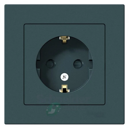 ATN000844 - ATLASDESIGN РОЗЕТКА с заземлением со шторками, 16А, в сборе, ИЗУМРУД
