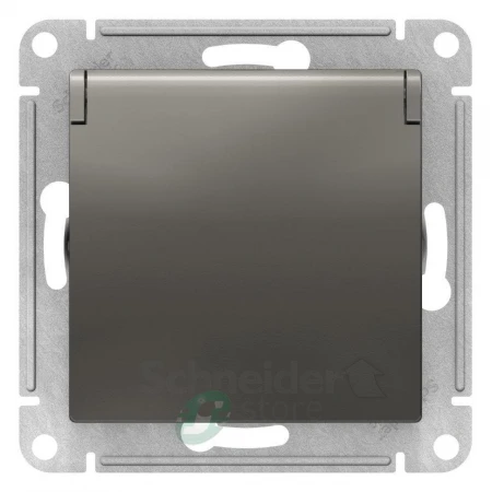 ATN000946 - ATLASDESIGN РОЗЕТКА с заземл. со шторками с крышкой, 16А, IP20, механизм, СТАЛЬ