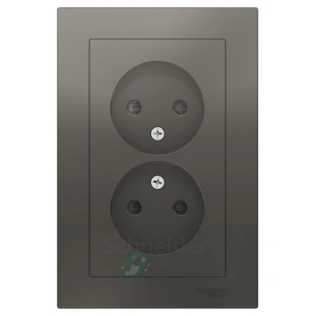 ATN000922 - ATLASDESIGN РОЗЕТКА двойная без заземления со шторками,16А, в сборе, СТАЛЬ