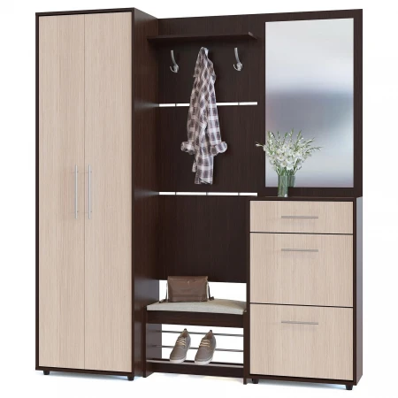 Стенка для прихожей Фаруно венге/дуб беленый