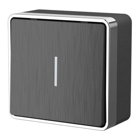 Выключатель одноклавишный с подсветкой Gallant графит рифленый