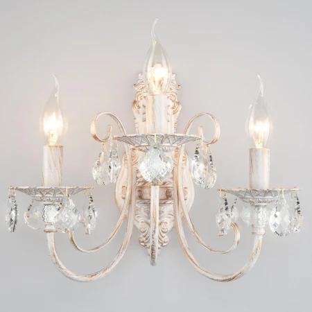 Бра с хрусталем Eurosvet 3305/3  белый с золотом / прозрачный хрусталь