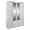 Шкаф 4-х дверный Лоретт дуб белый, зеркальный 