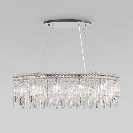 Подвесная люстра Eurosvet Blitz 60159/10 хром/ прозрачный хрусталь Strotskis