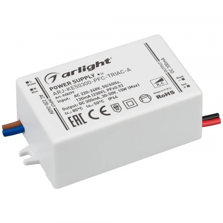 Драйвер Arlight ARJ-KE50300-PFC-Triac-A 30-50V 15W IP44 0,3A 028279