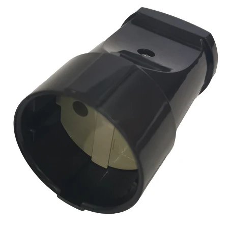 Розетка разборная General GRV-S-10-R-B-IP20, 10А, круглая, б/з, черная, IP20, 1/20/200