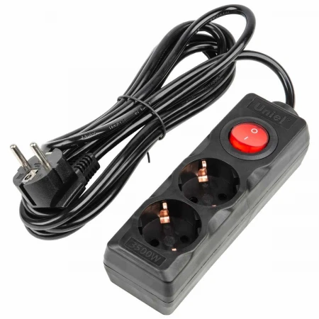 Удлинитель Uniel Ultra 2гн х 3м с/з S-GCU2-3B Black UL-00010011
