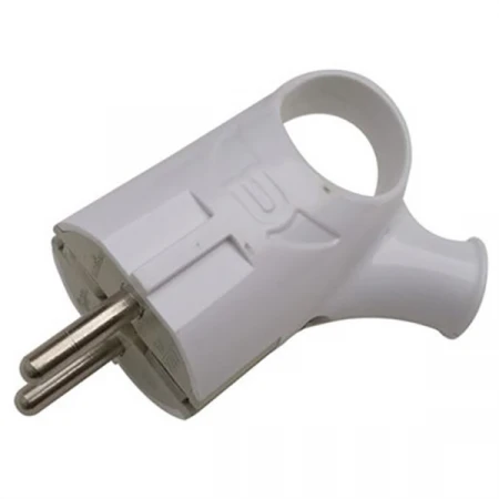 Вилка разборная General GRV-P-16-СE-G-W-IP20, 16А, угловая с ушком, с/з, белая, IP20, 1/35/350