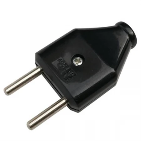 Вилка разборная General GRV-P-6-F-B-IP20, 6А, плоская, б/з, черная, IP20, 1/50/1200