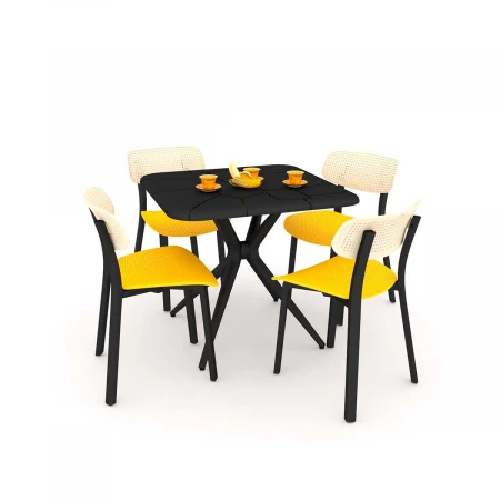 Обеденная группа Sheffilton SHT-DS130 черный/бежевый/желтый 4868896901