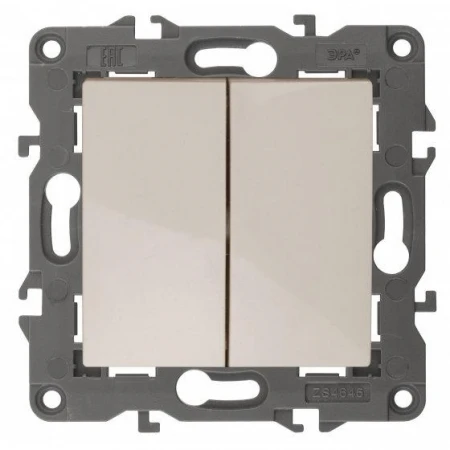 14-1104-02 ЭРА Выключатель двойной, 10АХ-250В, IP20, Эра Elegance, сл.кость