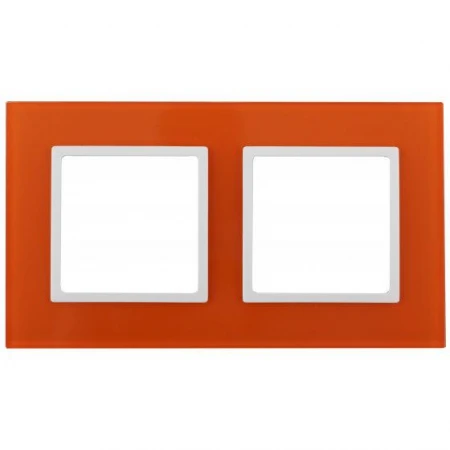 14-5102-22 ЭРА Рамка на 2 поста, стекло, Эра Elegance, оранжевый+бел