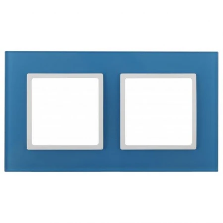 14-5102-28 ЭРА Рамка на 2 поста, стекло, Эра Elegance, голубой+бел