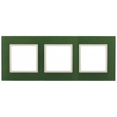 14-5103-27 ЭРА Рамка на 3 поста, стекло, Эра Elegance, зелёный+сл.кость
