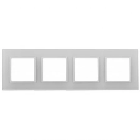 14-5104-01 ЭРА Рамка на 4 поста, стекло, Эра Elegance, белый+бел