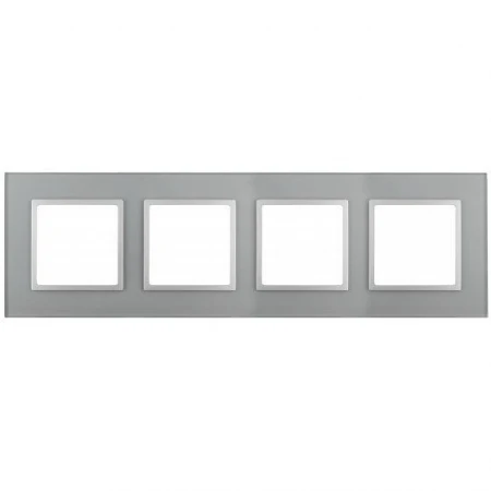 14-5104-03 ЭРА Рамка на 4 поста, стекло, Эра Elegance, алюминий+алюм
