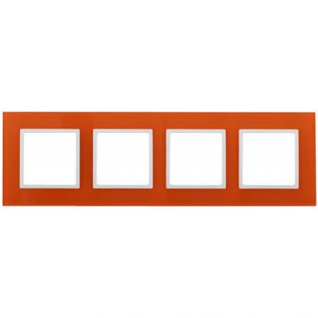 14-5104-22 ЭРА Рамка на 4 поста, стекло, Эра Elegance, оранжевый+бел