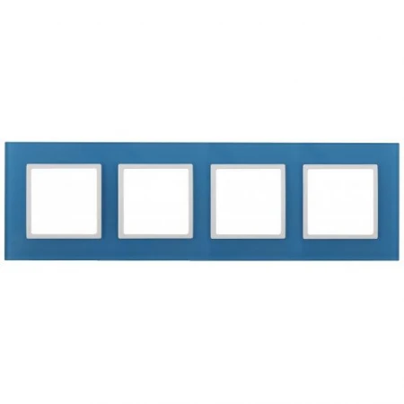 14-5104-28 ЭРА Рамка на 4 поста, стекло, Эра Elegance, голубой+бел
