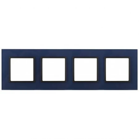 14-5104-29 ЭРА Рамка на 4 поста, стекло, Эра Elegance, синий+антр