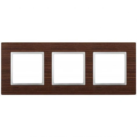14-5303-10 ЭРА Рамка на 3 поста, дерево, Эра Elegance, венге+алюм