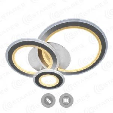 Светодиодная (led) люстра с пультом Triplex round 108w R-700/600-white/white-220-ip44 Maysun Astrella Estares